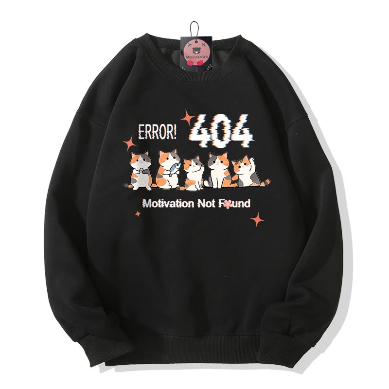 ERROR 404 MOTIVATION NOT FOUNDん キティプリント ラウンドカラー スウェットシャツ - Black - 5XL - image 4