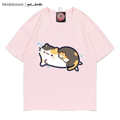 MODAKAWA X gud_doodle眠り猫プリントTシャツ - Pink - 5XL - image 8