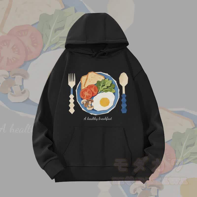 MODAKAWA ヘルシーブレックファースト グラフィック ヘビーウェイト パーカー - 黒 - 2XL - image 3