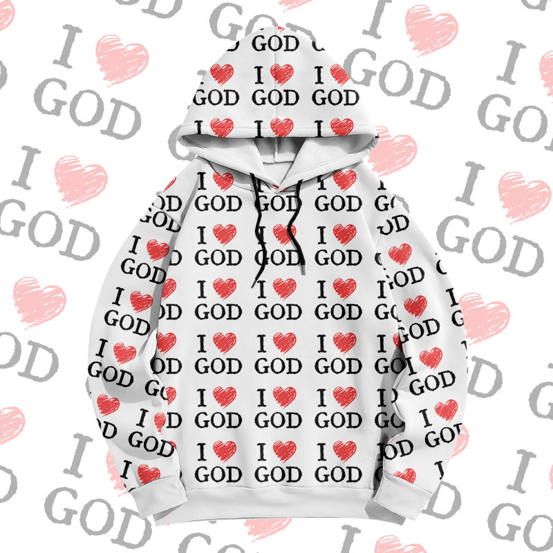 MODAKAWA I Love GOD グラフィック オールオーバープリント プルオーバーパーカー - White - 6XL - image 3