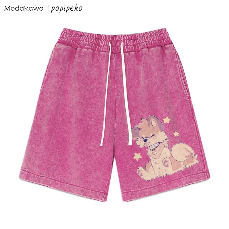 MODAKAWA × popipeko パピープリント ヴィンテージウォッシュドショートパンツ - Rose Red - 3XL - image 5