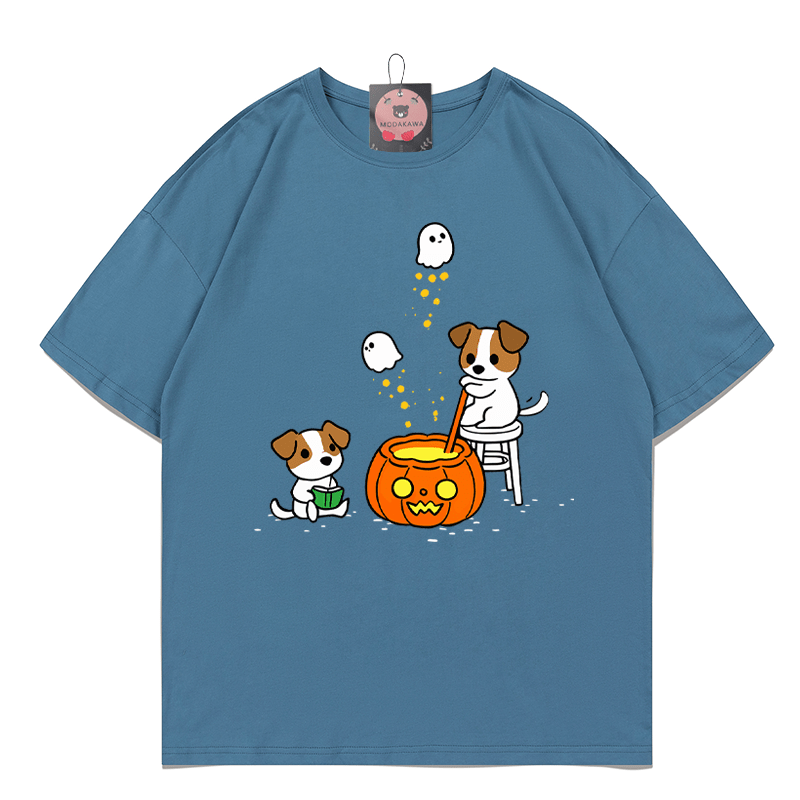 ハウル・オ・ウィーン ブリューパピー パンプキンゴースト グラフィック Tシャツ - ダークダスティブルー - 5XL - image 8