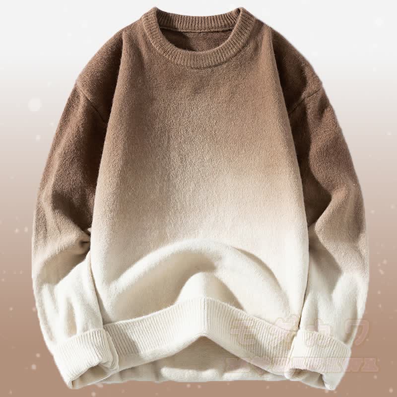 グラデーションニットセーター コーデュロイパンツ ツーピース - 茶色のセーター - 3XL - image 10