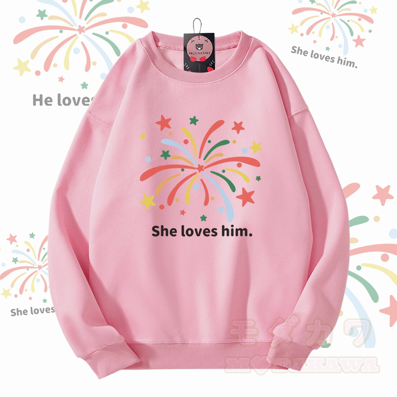 MODAKAWA 花火グラフィック ユニセックス スウェットシャツ - ピンク - 5XL - image 9