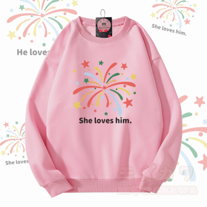 MODAKAWA 花火グラフィック ユニセックス スウェットシャツ - ピンク - 5XL - image 9