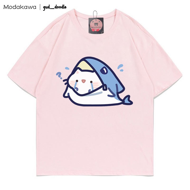 MODAKAWA X gud_doodleキティシャークプリントTシャツ - Pink - 5XL - image 8