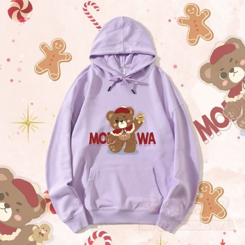 MODAKAWA クリスマスベア グラフィック ストリートウェア プルオーバー パーカー - 紫B - 5XL - image 5