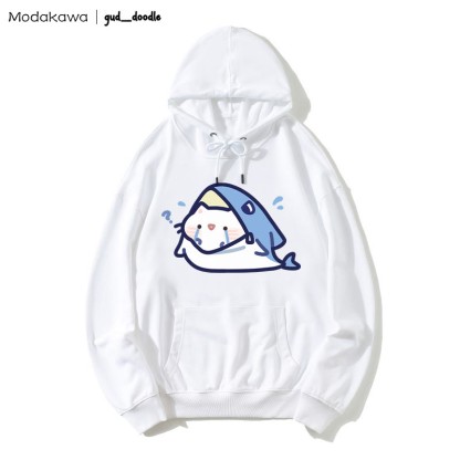 MODAKAWA X gud_doodleキティシャークプリント ルーズパーカー - White - 5XL - image 3