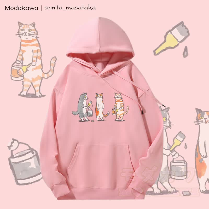 MODAKAWA × sumita_masataka Cat Painter グラフィック裏毛パーカー - ピンク - 5XL - image 3
