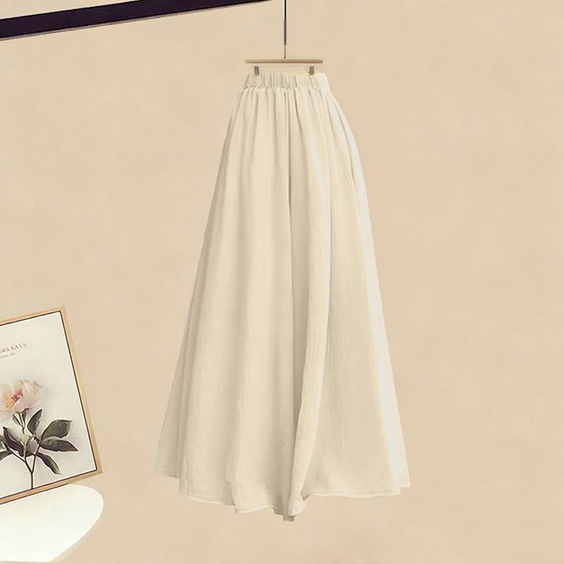 クロスニットセーター、ブラックトップス、ワイドレッグパンツスカートのマッチングコーデ - Pantskirt - XL - image 3