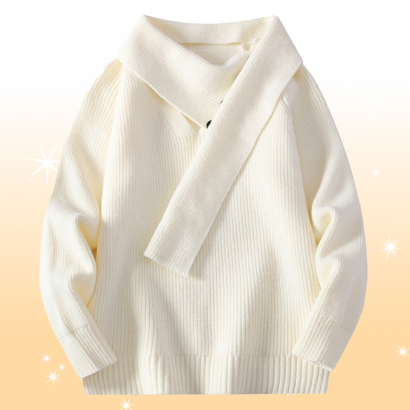 イレギュラーニットセーター コーデュロイパンツ ツーピース - White Sweater - 4XL - image 8