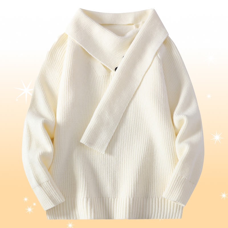 イレギュラーニットセーター コーデュロイパンツ ツーピース - White Sweater - 4XL - image 8