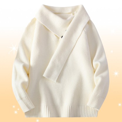イレギュラーニットセーター コーデュロイパンツ ツーピース - White Sweater - 4XL - image 8