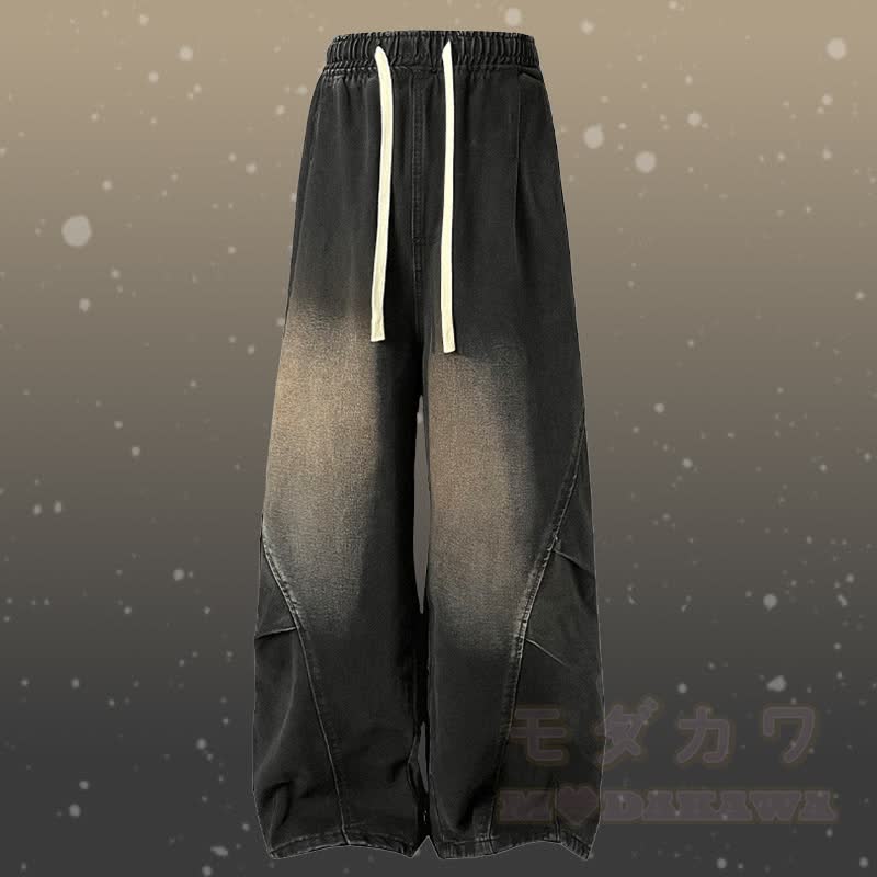 グラデーションファジーニットセーターデニムパンツツーピース - 黒のパンツ - 2XL - image 9