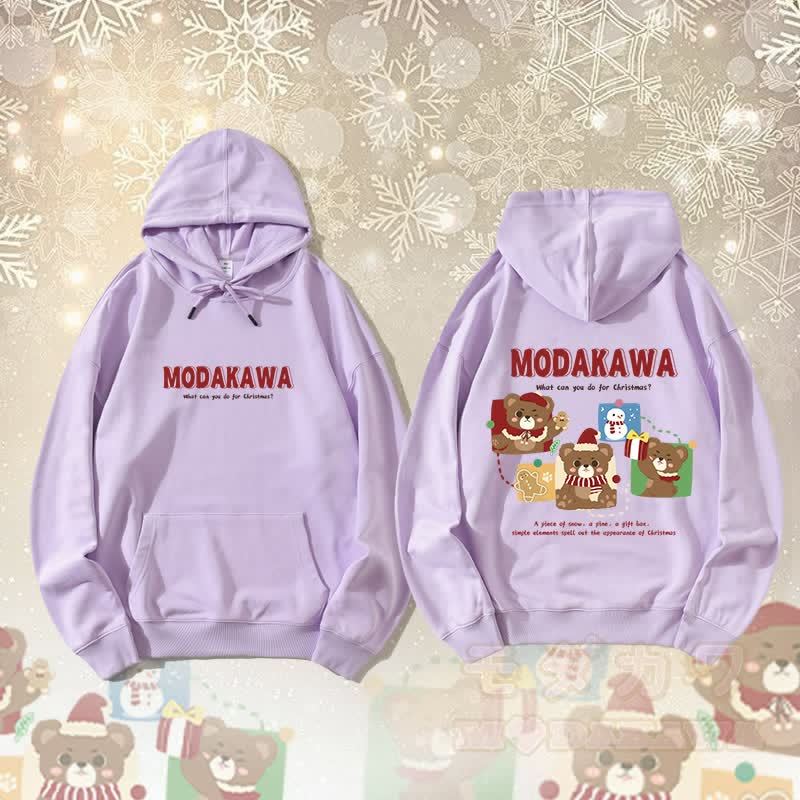 MODAKAWA クリスマスベア スノーマン グラフィック ストリートウェア プルオーバー パーカー - 紫 - 5XL - image 3
