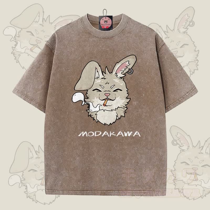 MODAKAWA ナビ スモーキンググラフィック ユニセックス ヴィンテージウォッシュTシャツ - 茶色 - 5XL - image 7