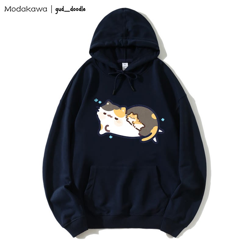 MODAKAWA X gud_doodleスリーピングキティプリント ルーズパーカー - Purplish Blue - 5XL - image 4