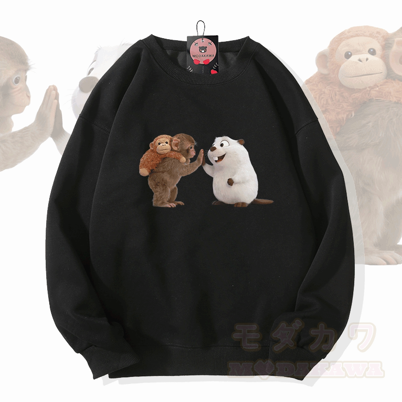 PUNCH ハイファイブモンキー フグ グラフィックModakawaスウェットシャツ - 黒 - 5XL - image 3