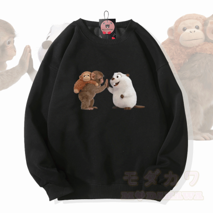 PUNCH ハイファイブモンキー フグ グラフィックModakawaスウェットシャツ - 黒 - 5XL - image 3