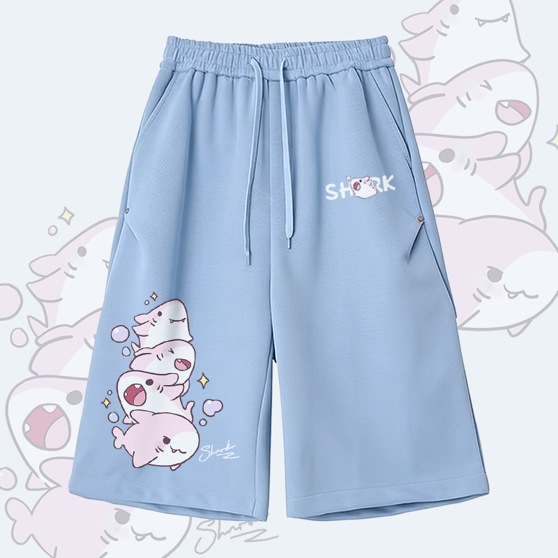 シャークス柄Modakawaワイドレッグ クロップドパンツ - Blue B - 2XL - image 3