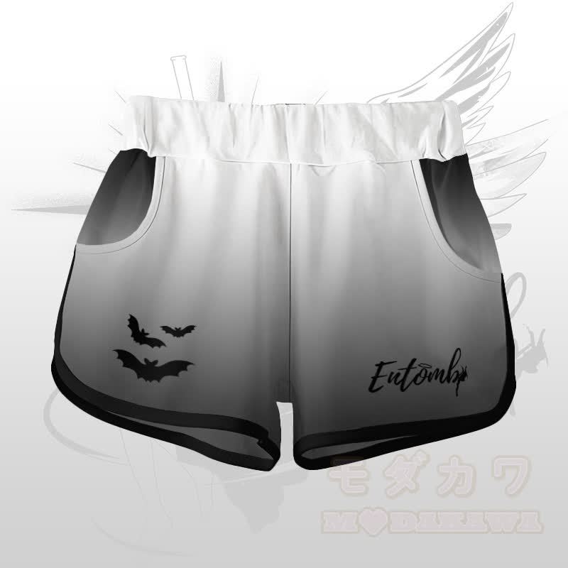 ENTOMB グラフィックグラデーションTシャツショーツModakawaマッチングアウトフィット - 白黒のショートパンツ - 5XL - image 9