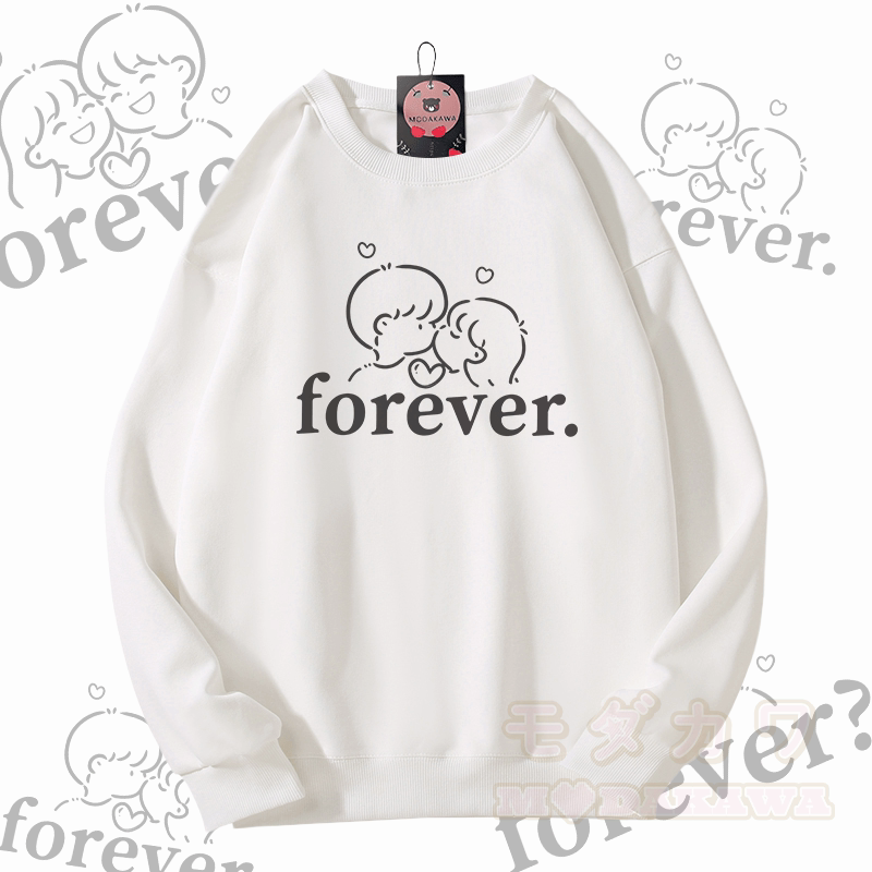 MODAKAWA FOREVER カップルグラフィック ユニセックス スウェットシャツ - 白 - 5XL - image 8