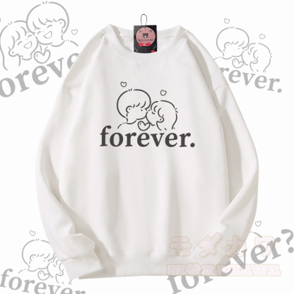 MODAKAWA FOREVER カップルグラフィック ユニセックス スウェットシャツ - 白 - 5XL - image 8