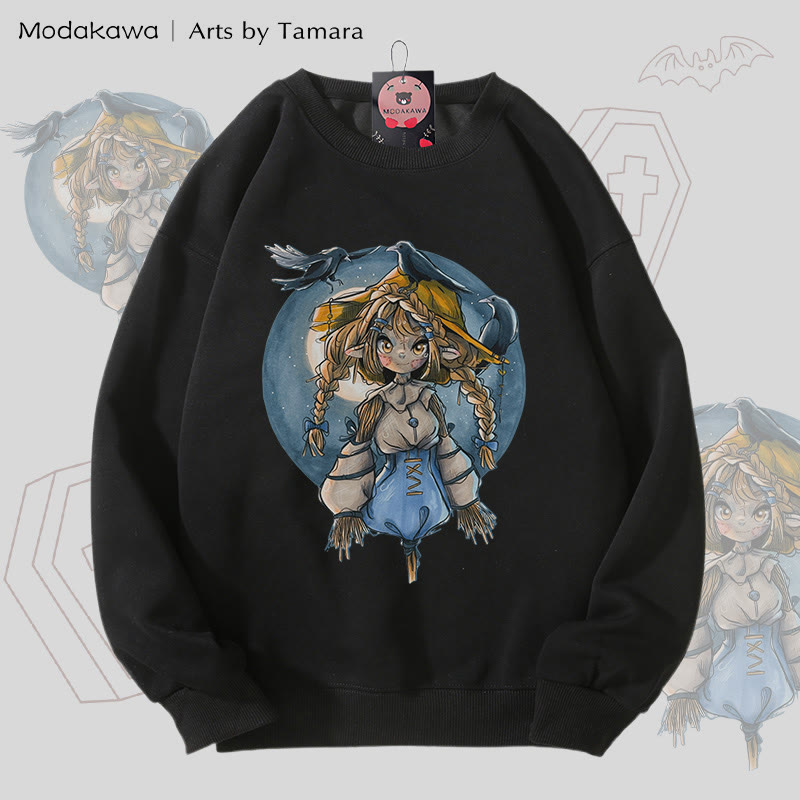 MODAKAWA X Arts by Tamara Scarecrow グラフィック ユニセックス スウェットシャツ - Black - 5XL - image 4