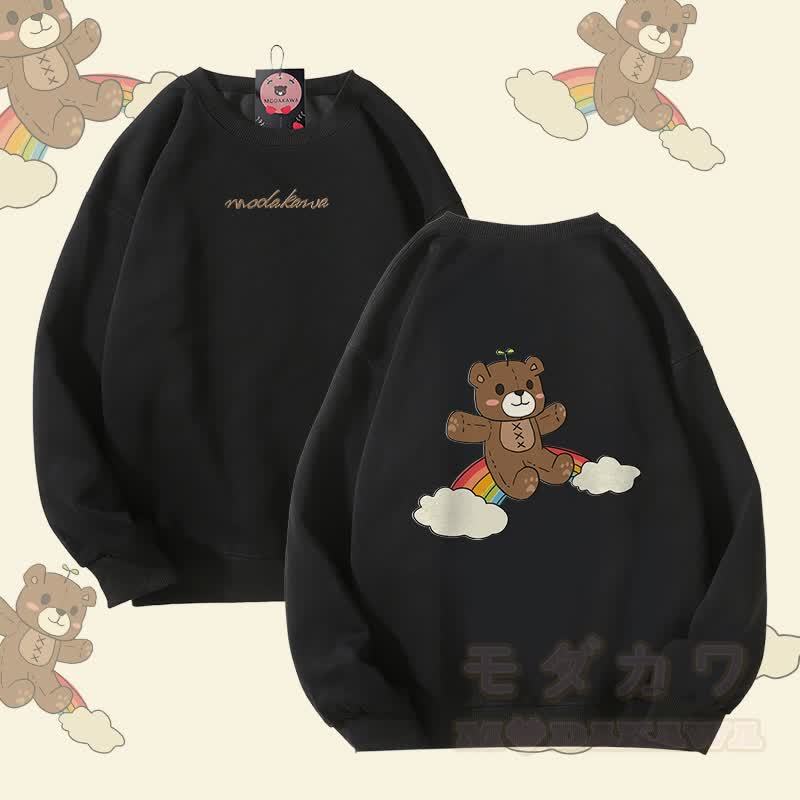 レインボーベアグラフィックModakawaユニセックススウェットシャツ - 黒 - 5XL - image 4