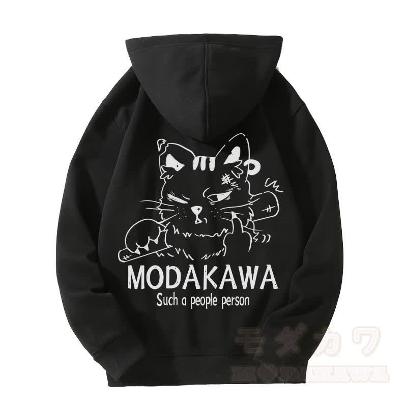 MODAKAWA DRAB グランピーキャット グラフィック フリース 裏地 ジップアップ パーカー スウェットシャツ - 黒 - 5XL - image 5