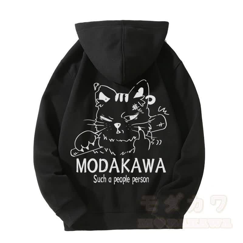 MODAKAWA DRAB グランピーキャット グラフィック フリース 裏地 ジップアップ パーカー スウェットシャツ - 黒 - 5XL - image 5