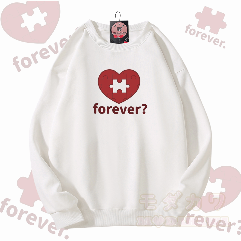 MODAKAWA FOREVER パズルハートグラフィック ユニセックス スウェットシャツ - 白 - 5XL - image 8