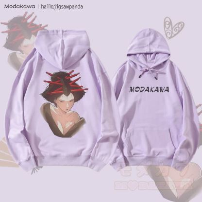 MODAKAWA X Hallo レッドヘアピン アニメガール グラフィック ストリートウェア プルオーバー パーカー - 紫 - 5XL - image 5