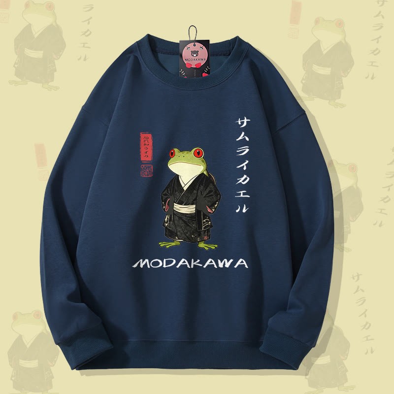 MODAKAWA サムライフロッグ グラフィック ユニセックス スウェットシャツ - Purplish Blue - 5XL - image 3