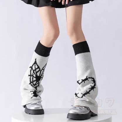 キティフラワーニットリバーシブルレッグウォーマー - 蜘蛛の巣 - ワンサイズ - image 4