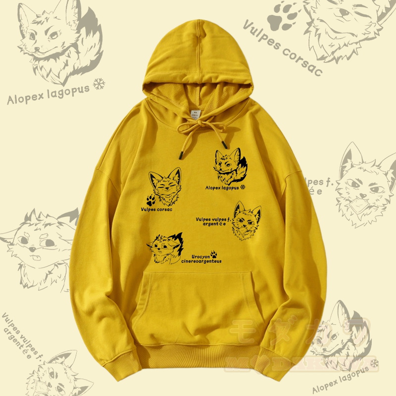 MODAKAWA フォックス スピーシーズ グラフィック ストリートウェア プルオーバー パーカー - 黄色 - 5XL - image 4