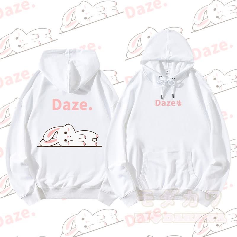 MODAKAWA バニー ライイング フラット グラフィック ストリートウェア プルオーバー パーカー - 白 - 5XL - image 6