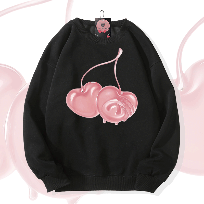 チェリーグラフィックModakawaスウェットシャツ - Black - 5XL - image 2