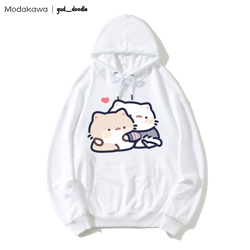 MODAKAWA X gud_doodleキティプリント ルーズパーカー - White - 5XL - image 5
