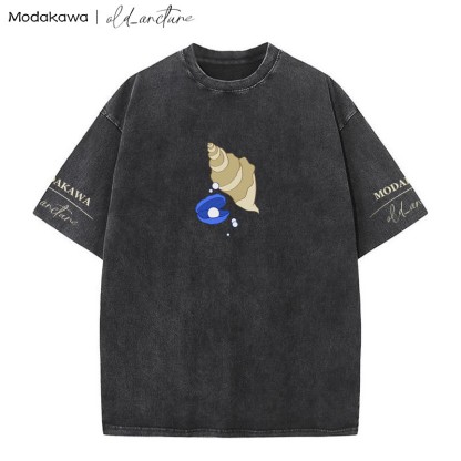MODAKAWA X old_arcture ブロンドの女の子が髪をブラッシングするシェルプリント ヴィンテージウォッシュTシャツ - image 3