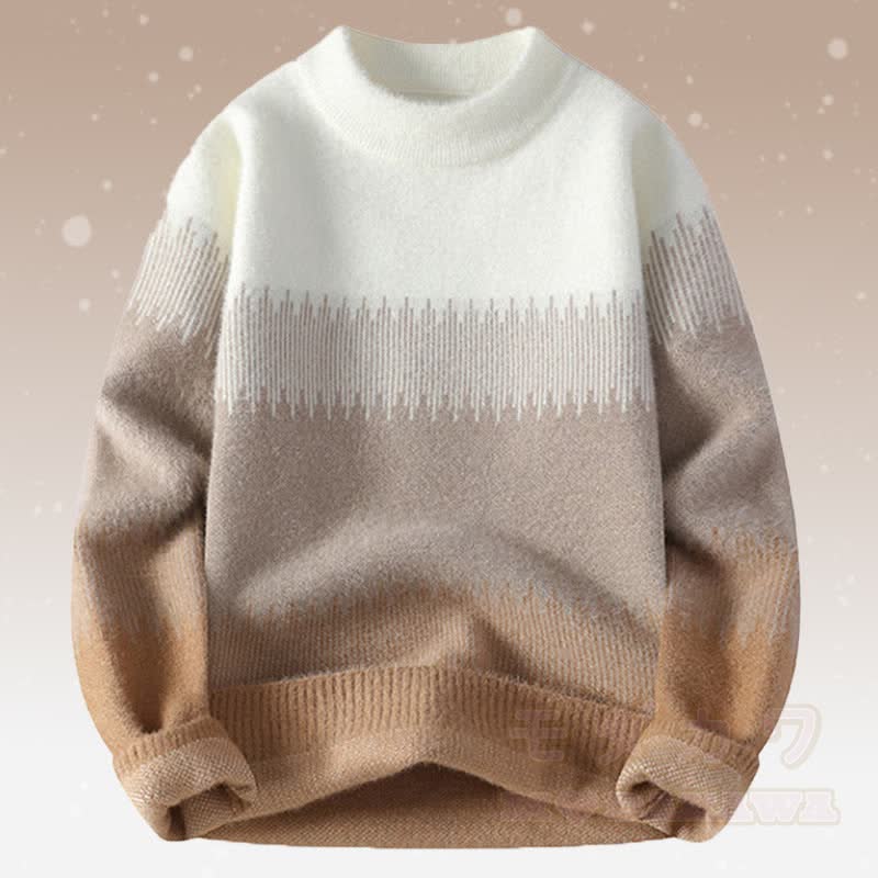 ニットカラーブロックセーター コーデュロイパンツ ツーピース - 茶色のセーター - 4XL - image 7