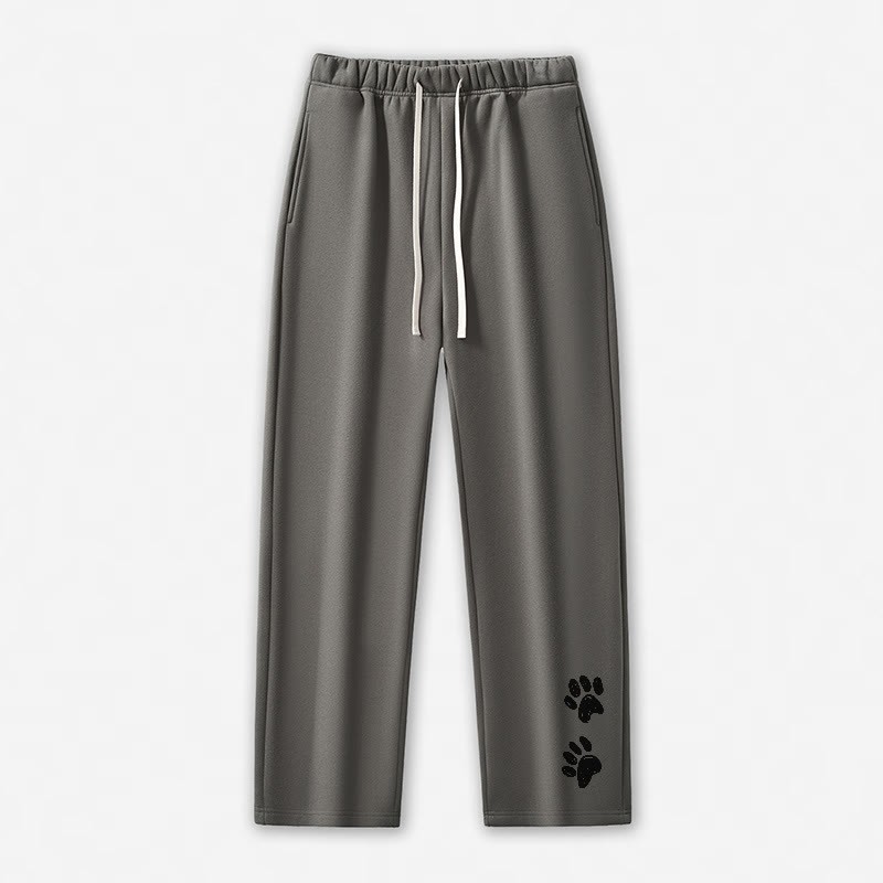 足跡プリントカジュアルパンツ - グレー - 5XL - image 9