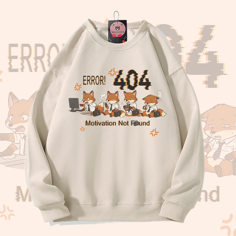 ERROR 404 MOTIVATION NOT FOUNDFox Graphic Modakawaスウェットシャツ - Light Beige - 5XL - image 3