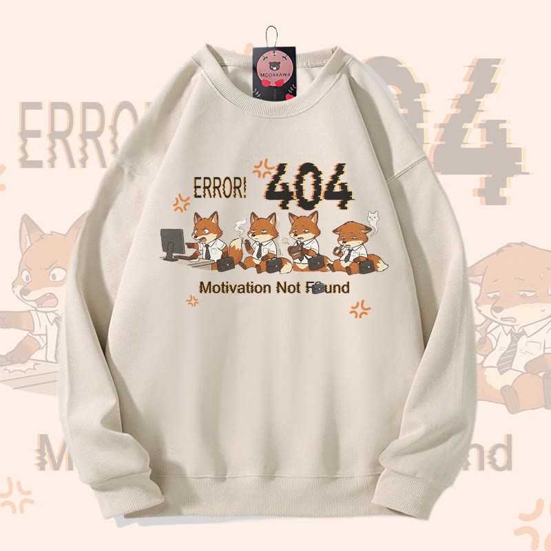 ERROR 404 MOTIVATION NOT FOUNDFox Graphic Modakawaスウェットシャツ - Light Beige - 5XL - image 3