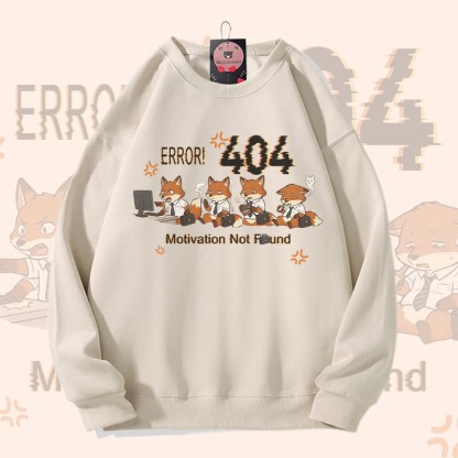 ERROR 404 MOTIVATION NOT FOUNDFox Graphic Modakawaスウェットシャツ - Light Beige - 5XL - image 3