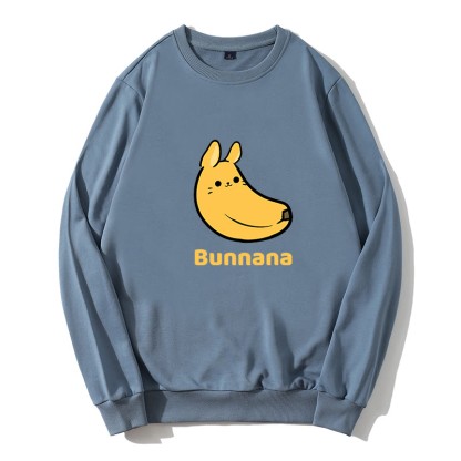 BUNNANA バニーバナナグラフィック ラウンドカラー スウェットシャツ - 青 - 5XL - image 3