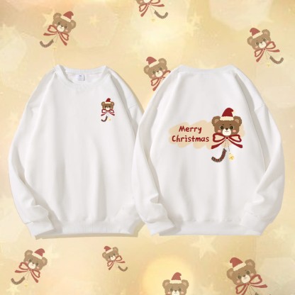 MODAKAWA クリスマスベア グラフィック ユニセックス スウェットシャツ - White - 5XL - image 4