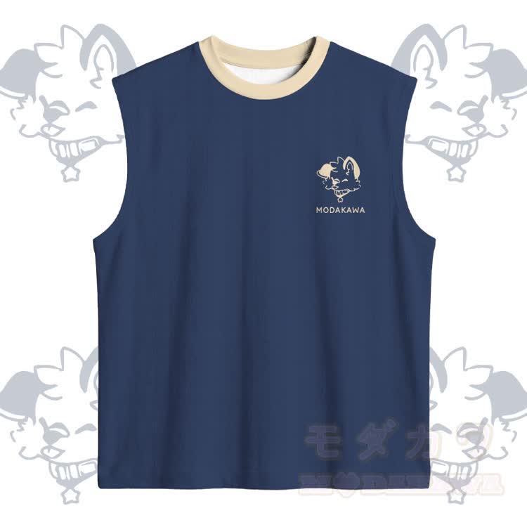 MODAKAWA × popipeko パピー柄 スポーツ ノースリーブ 速乾タンクトップ ショートパンツ セットアップ - 紫がかった青色のトップス - 5XL - image 5