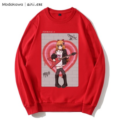 MODAKAWA X airii.exe CHEMICAL ギターガール レタープリント ラウンドカラー スウェットシャツ - Red - 5XL - image 3