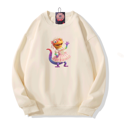 バレリーナ・リザード・グラフィック・Modakawa・スウェットシャツ - Beige - 5XL - image 4